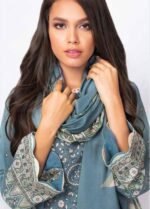 Alkaram 2Pc Linen Viscose Suit Printed 42.1 - Blue - Image 3