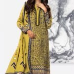 Alkaram 2Pc Linen Viscose Suit Printed 42.1- Mustard