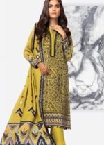Alkaram 2Pc Linen Viscose Suit Printed 42.1- Mustard