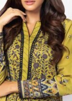 Alkaram 2Pc Linen Viscose Suit Printed 42.1- Mustard - Image 3