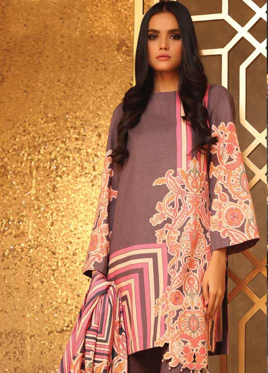 al-karam-winter-collection-fw-04-pink Alkaram Printed Khaddar 3 Piece Suit FW-04-Pink - Image 1