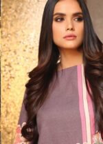 Alkaram Printed Khaddar 3 Piece Suit FW-04-Pink - Image 2