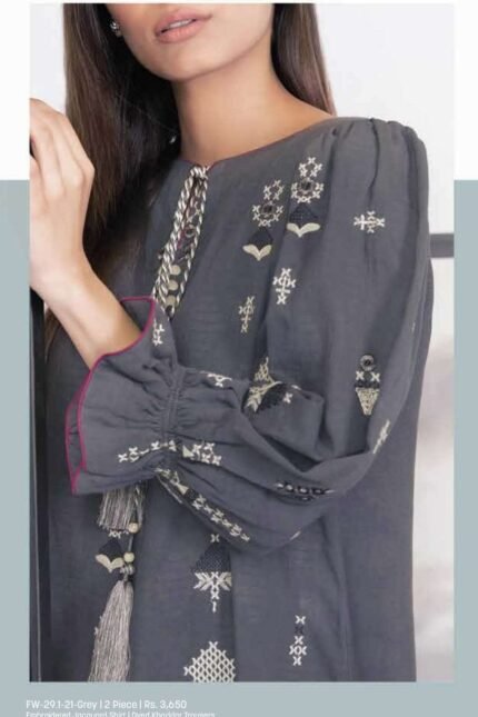 Alkaram Embroidered Jacquard Suit Unstitched 2 Piece FW-29.1 Grey - Winter Collection