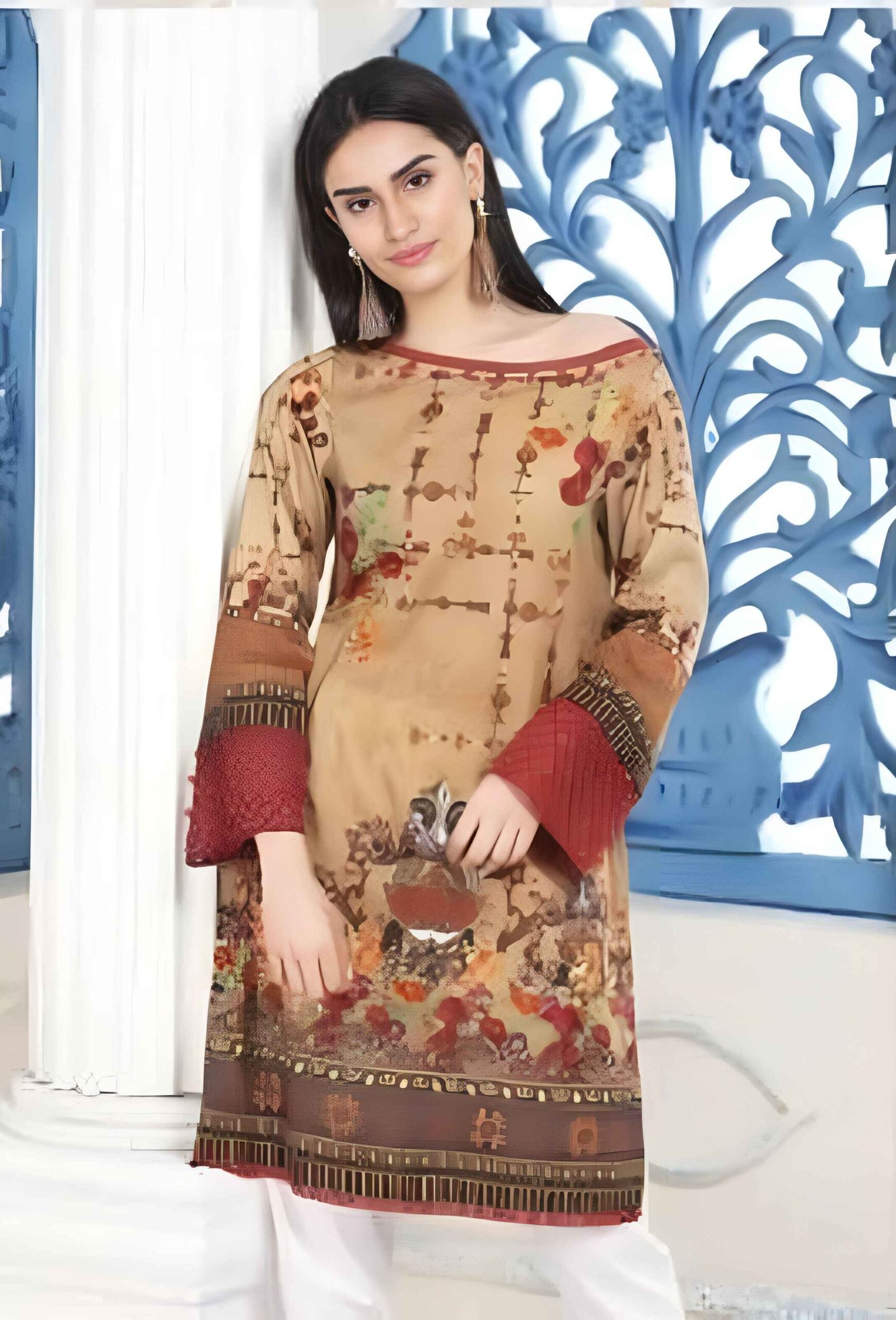 five Stat Jacquard Shirts D3 P4A Five Star Jacquard Lawn Printed Shirt 1Pc D # 03 - Image 1