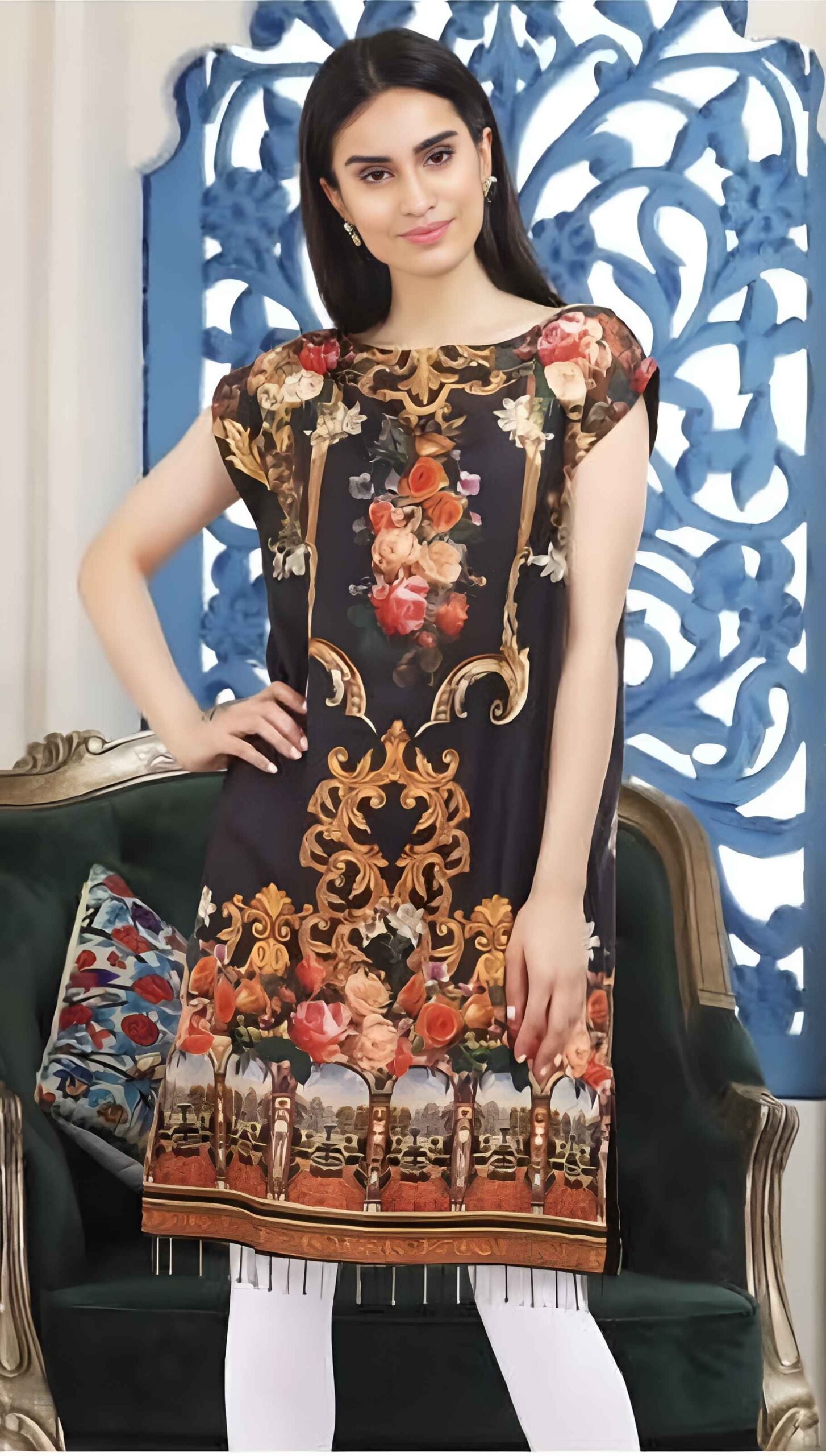 five Stat Jacquard Shirts D5 P4B Five Star Jacquard Lawn Printed Shirt 1Pc D # 05 - Image 1