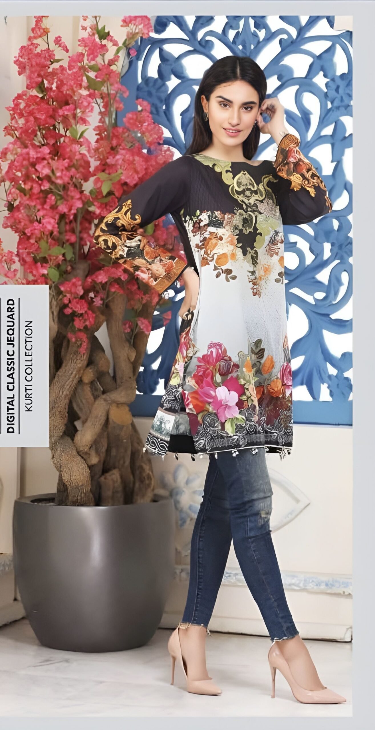 five Stat Jacquard Shirts D8 P3A Five Star Jacquard Lawn Printed Shirt 1Pc D # 08 - Image 1
