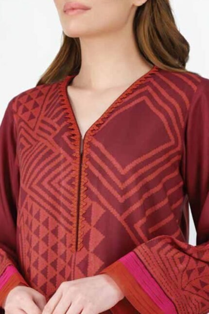 Alkaram Printed Viscose Suit Unstitched 2 Piece FW-27 Maroon - Winter Collection