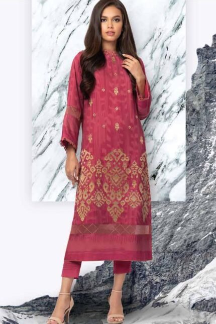 Alkaram Embroidered Cotail Viscose Suits Unstitched 2 Piece FW-28.1 Pink - Winter Collection