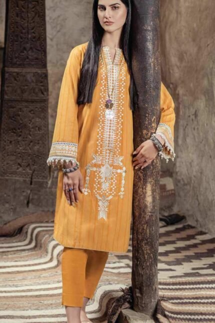 Alkaram Embroidered Yarn Dyed Suit Unstitched 2 Piece FW-30 Yellow - Winter Collection
