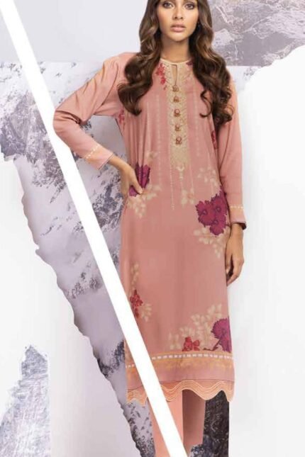 Alkaram Embroidered Viscose Suit Unstitched 2 Piece FW-30.1 Pink - Winter Collection
