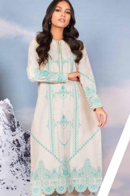 Alkaram Printed Yarn Dyed Suit Unstitched 2 Piece FW-32.1 Cream - Winter Collection