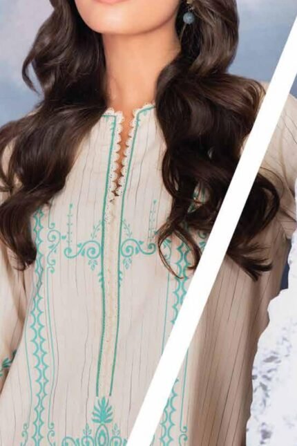 Alkaram Printed Yarn Dyed Suit Unstitched 2 Piece FW-32.1 Cream - Winter Collection