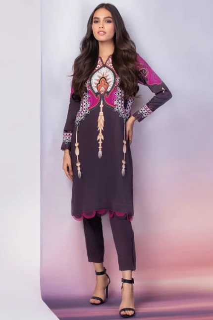 Alkaram Printed Viscose Suit Unstitched 2 Piece FW-33 Brown - Winter Collection