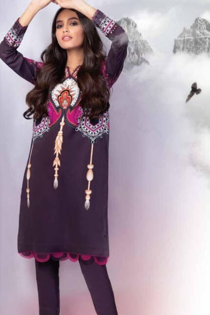 Alkaram Printed Viscose Suit Unstitched 2 Piece FW-33 Brown - Winter Collection