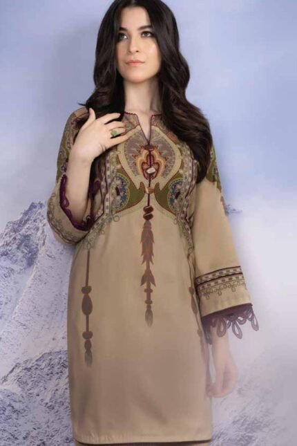 Alkaram Printed Viscose Suit Unstitched 2 Piece FW-33 Cream - Winter Collection