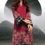 Alkaram Printed Twill Viscose Suit Unstitched 2 Pieces FW-34 Maroon - Winter Collection