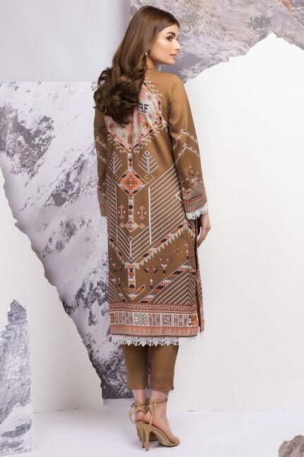 Alkaram Printed Viscose Suit Unstitched 2 Piece FW-34.1 Beige - Winter Collection