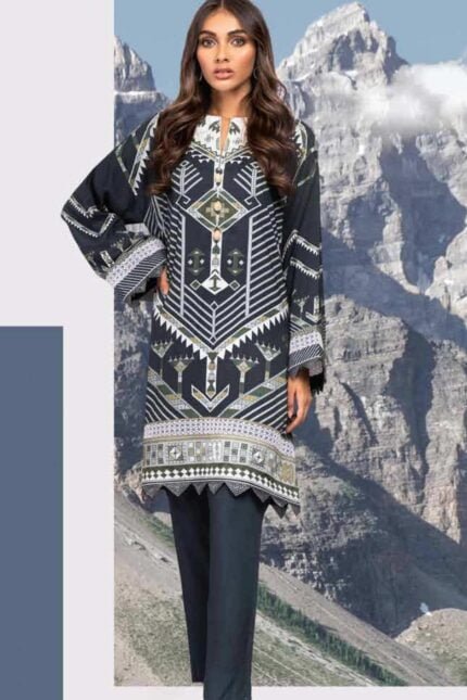 Alkaram Printed Viscose Suit Unstitched 2 Piece FW-34.1 Black - Winter Collection