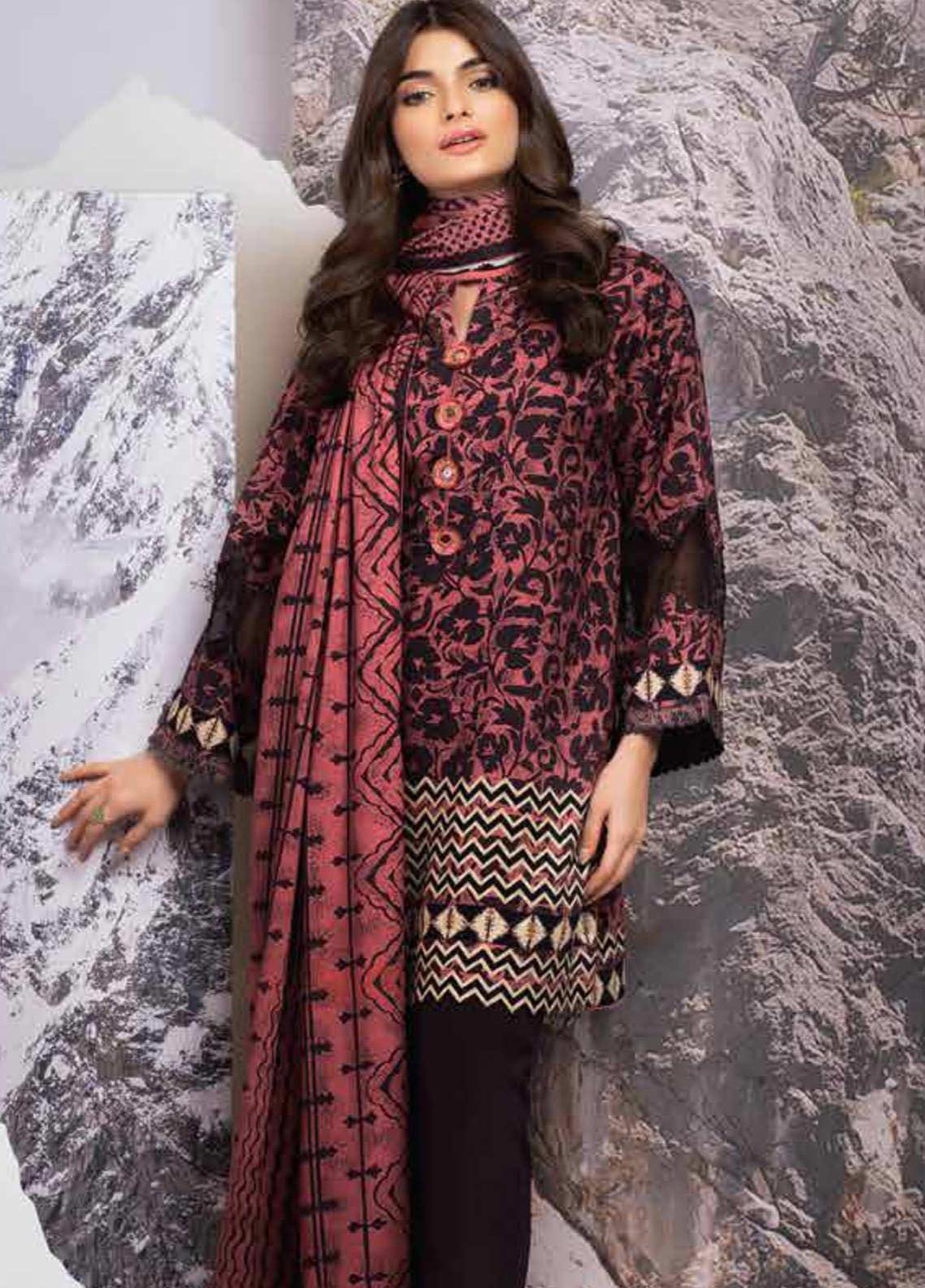 Alkaram Printed Viscose Suit Unstitched 2 Piece FW-38.1-Maroon Alkaram Printed Viscose Suit Unstitched 2 Piece FW-38.1-Maroon
