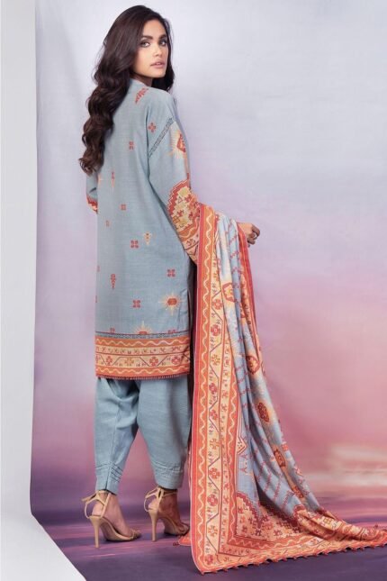 Alkaram Embroidered Khaddar Suits Unstitched 2 Piece FW-39.1-Blue - Winter Collection