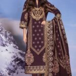 Alkaram Printed Khaddar Suit Unstitched 2 Piece FW-40 Maroon - Winter Collection