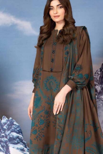 Alkaram Printed Viscose Suit Unstitched 2 Pcs FW-42 Golden Beige