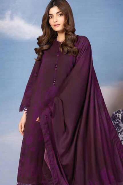 Alkaram Printed Viscose Suit Unstitched 2 Pcs FW-42 Maroon