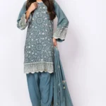 Alkaram 2Pc Linen Viscose Suit Printed 42.1 - Blue
