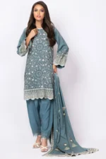 Alkaram 2Pc Linen Viscose Suit Printed 42.1 - Blue