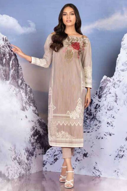 Alkaram Embroidered Yarn Dyed Unstitched Shirt FW-43-Beige - Winter Collection