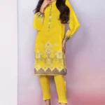 Alkaram Printed Viscose Unstitched Shirt FW-45.1-Yellow - Winter Collection