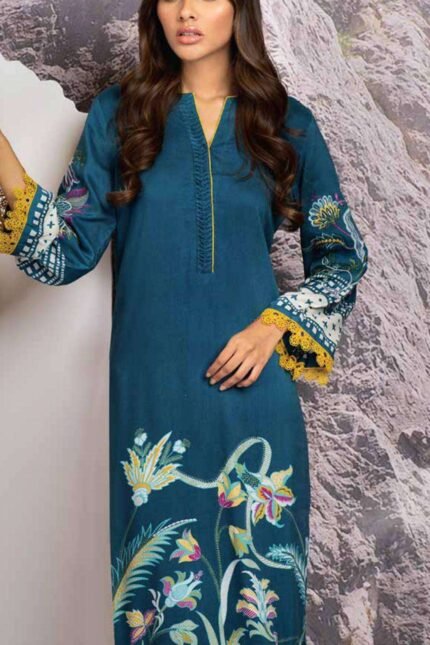 Alkaram Embroidered Viscose Unstitched Shirt FW-45-Blue - Winter Collection