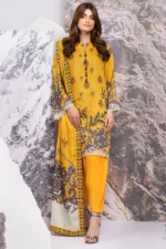 Alkaram 3Pc Embroidered Twill Viscose Suit fw-09.1-yellow - Image 3