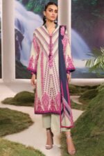Alkaram 2Pc Printed Cambric Suit With Lawn Dupatta MS-31-Off White