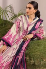 Alkaram 2Pc Printed Cambric Suit With Lawn Dupatta MS-31-Off White