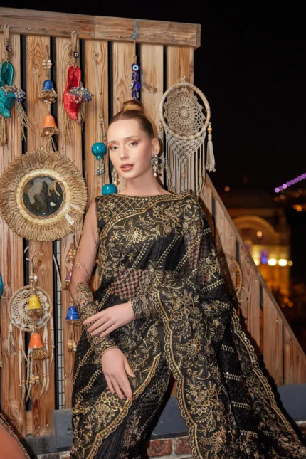 Embroidered Net Fancy Suit Jawedan D10