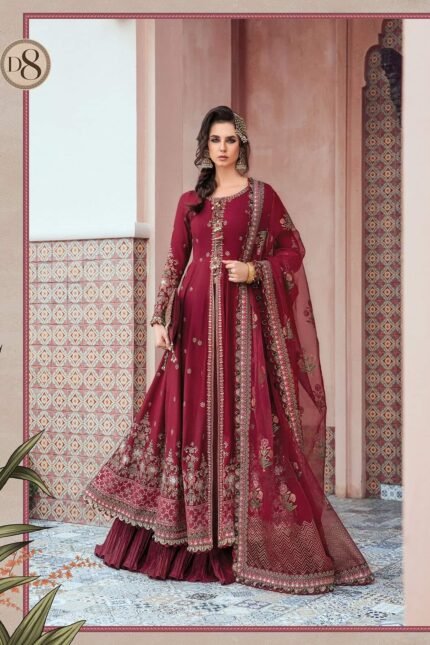 MARIA B Unstitched Sateen | Maroon CST-708