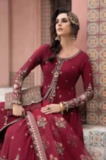Maria B. Unstitched Sateen | Maroon CST-708 - Image 4