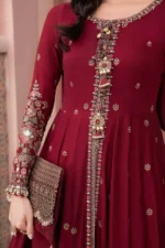 Maria B. Unstitched Sateen | Maroon CST-708 - Image 5
