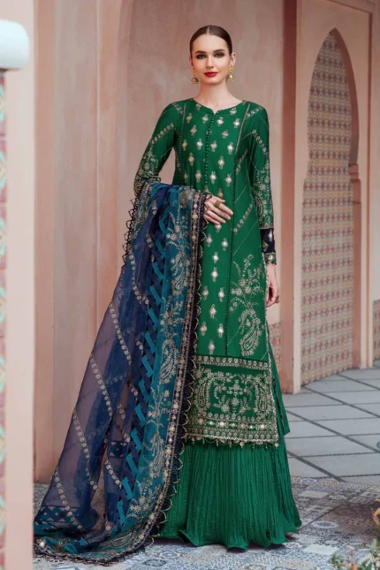 maria b Unstitched Sateen | Emerald Green CST-711