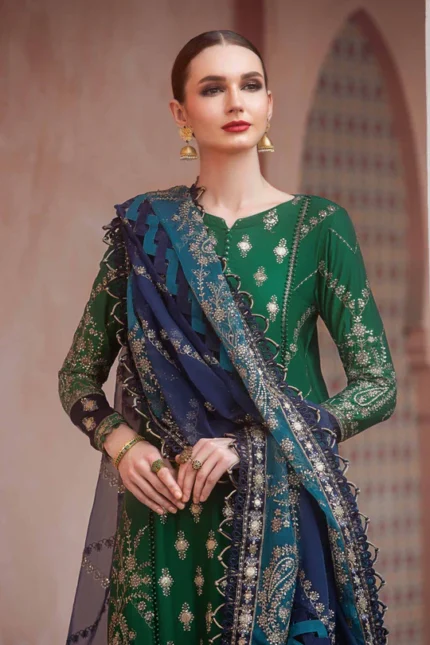 maria b Unstitched Sateen | Emerald Green CST-711