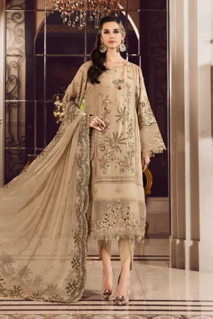 MARIA B Unstitched Sateen | Beige CST-712