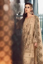 Maria B. Unstitched Sateen | Beige CST-712 - Image 5