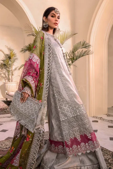 maria b Unstitched MBROIDERED - Silver BD-2601
