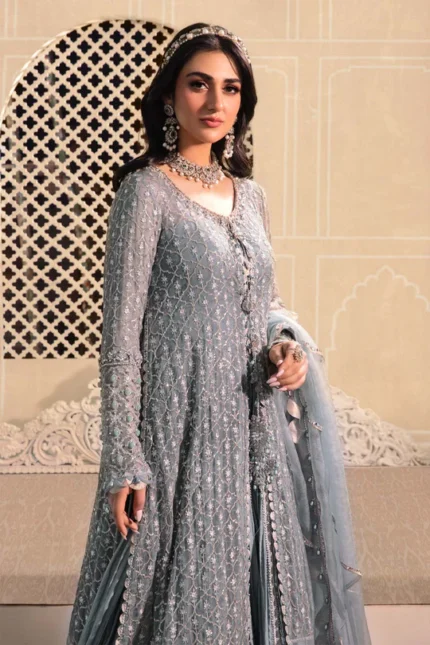 maria b Unstitched MBROIDERED - Blue BD-2602