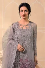 Maria B. Unstitched MBROIDERED - Plum BD-2605 - Image 5