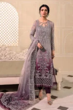Maria B. Unstitched MBROIDERED - Plum BD-2605 - Image 6