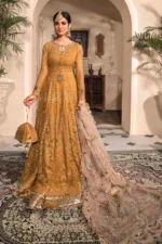 Maria B. Unstitched MBROIDERED - Mustard BD-2606 - Image 8