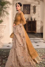 Maria B. Unstitched MBROIDERED - Mustard BD-2606 - Image 9