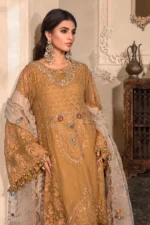 Maria B. Unstitched MBROIDERED - Mustard BD-2606 - Image 5